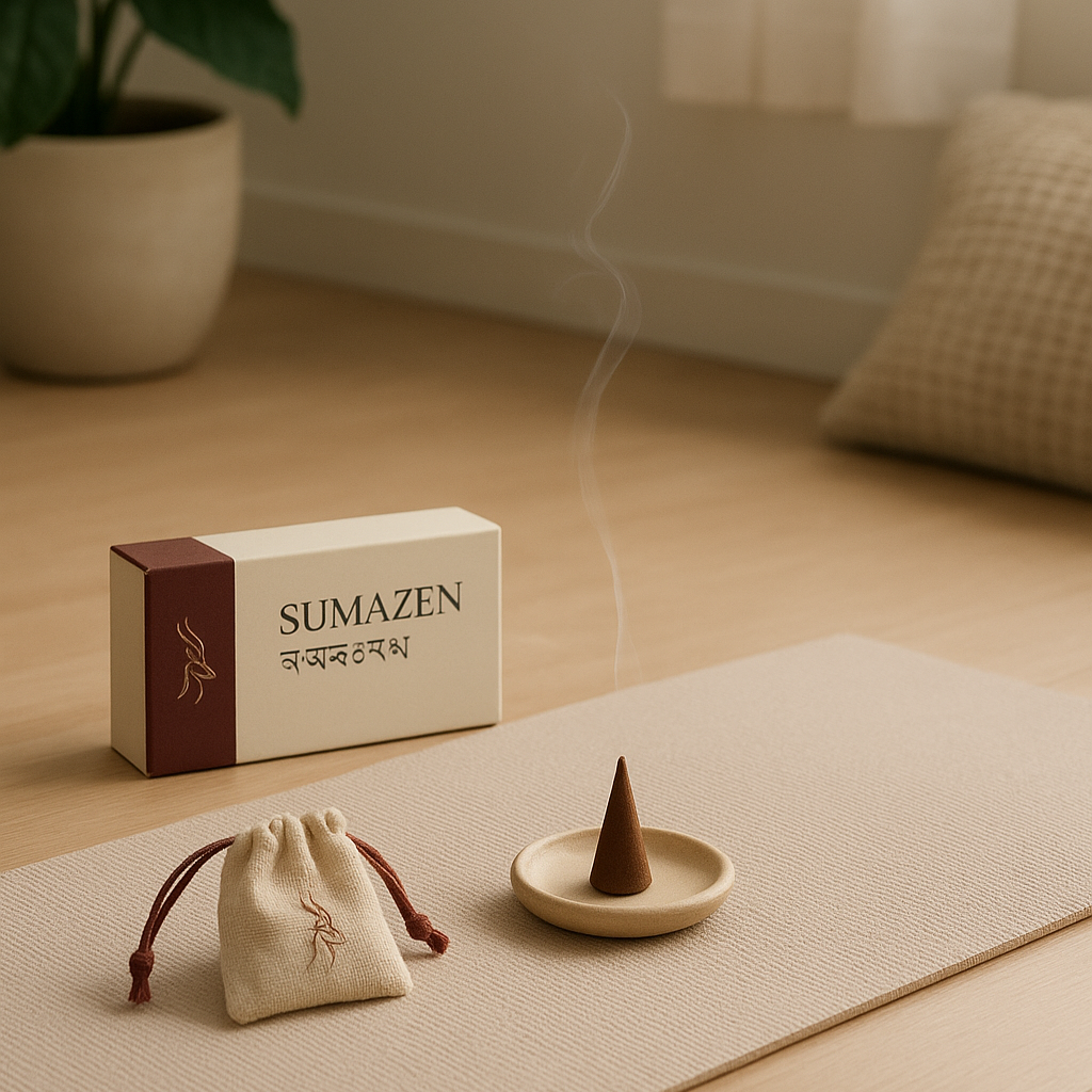 Sumazen Tibetan Incense Cones – handmade in Tibet with agarwood, cypress & sacred Himalayan herbs. Perfect for yoga, meditation & mindfulness. Free worldwide shipping (6–10 days)