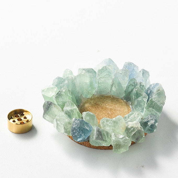 Crystal Stone Incense Holder with Brass Insert | Modern Home Decor