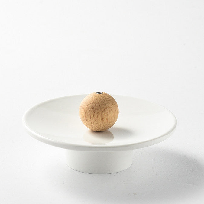 Minimalist Pedestal Incense Holder with Wooden Sphere