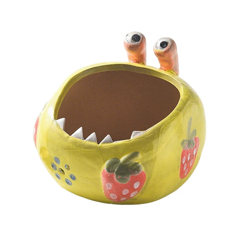 Quirky Monster Ceramic Incense Holder with 9-Hole Brass Insert