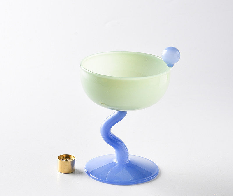 Playful Color-Block Glass Incense Holder | Whimsical Goblet Burner
