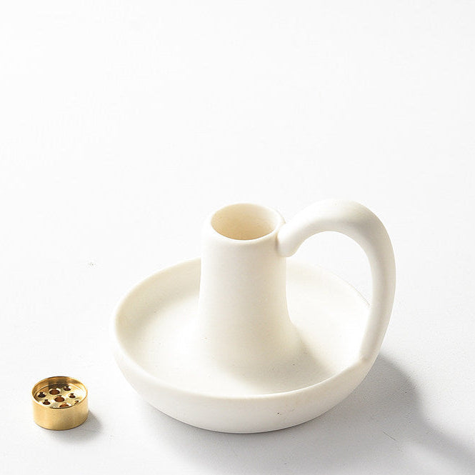 Minimalist Ceramic Pitcher Incense Holder | 9-Hole Brass Insert