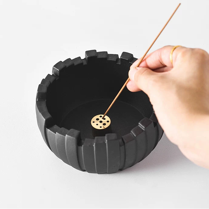 Industrial Concrete Incense Holder | Sculptural Ash Catcher Bowl