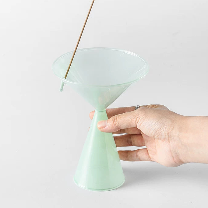 Sky Blue Funnel Glass Incense Holder | Elegant Pedestal Burner