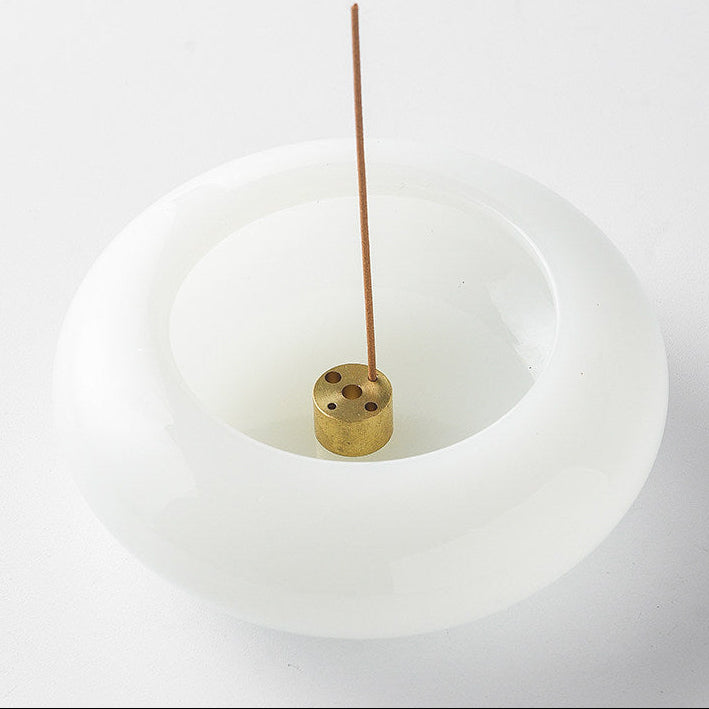 Natural Stone Incense Holder with 4-Hole Brass Insert