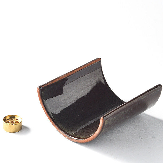 Curved Ceramic Incense Holder | Zen Tile Ash Catcher