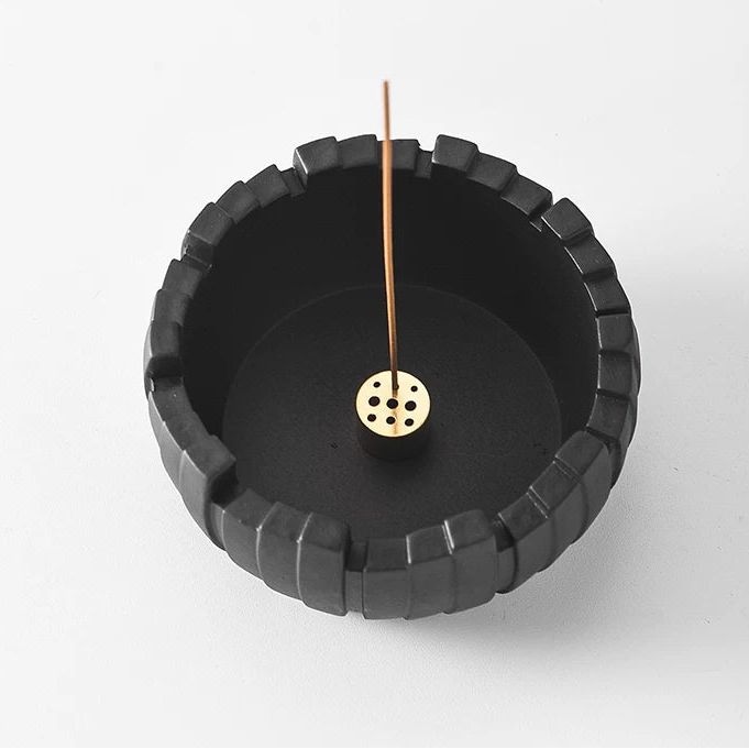 Industrial Concrete Incense Holder | Sculptural Ash Catcher Bowl