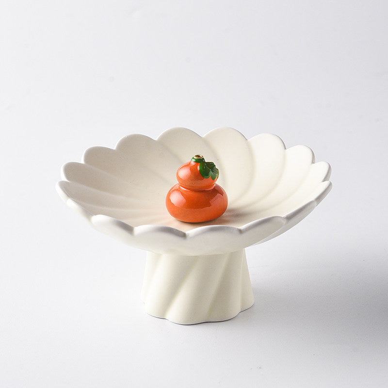 Lotus Pedestal Ceramic Incense Holder Set | Fruit Stick Insert