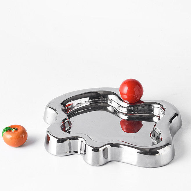 Irregular Edge Ceramic Incense Tray with Fruit Insert