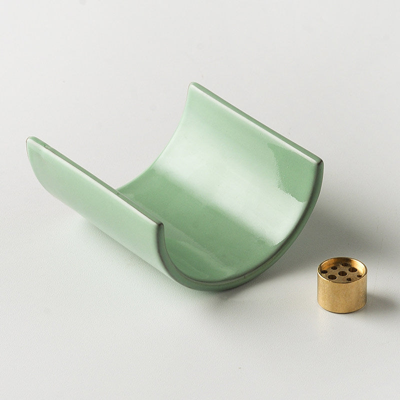 Curved Ceramic Incense Holder | Zen Tile Ash Catcher