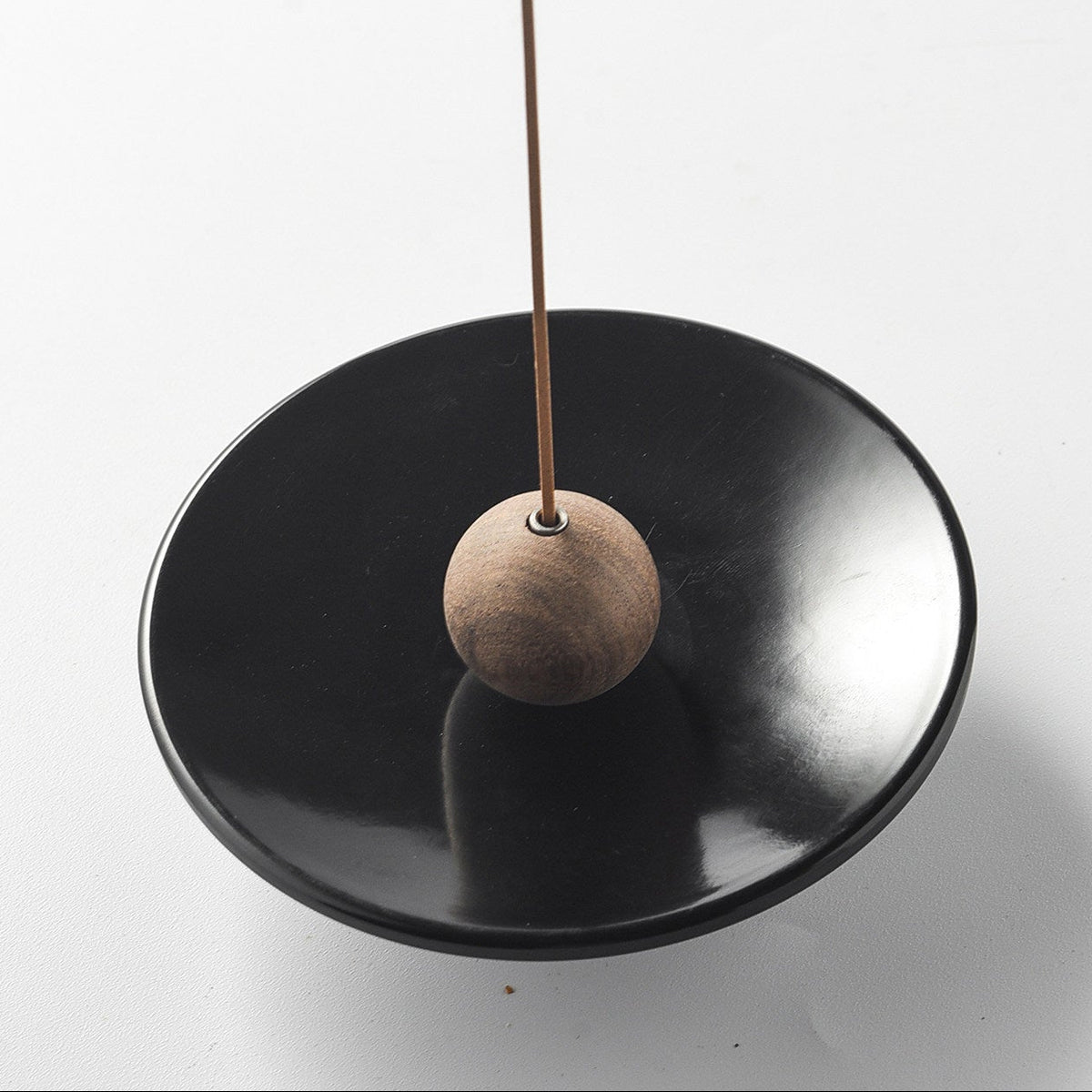 Minimalist Pedestal Incense Holder with Wooden Sphere