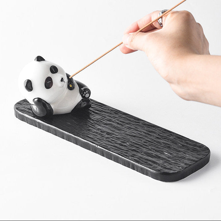 Panda Ceramic Incense Holder Tray  Hand-Finished Ash Catcher
