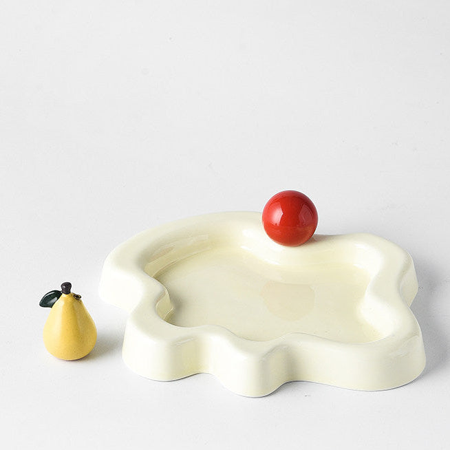 Irregular Edge Ceramic Incense Tray with Fruit Insert