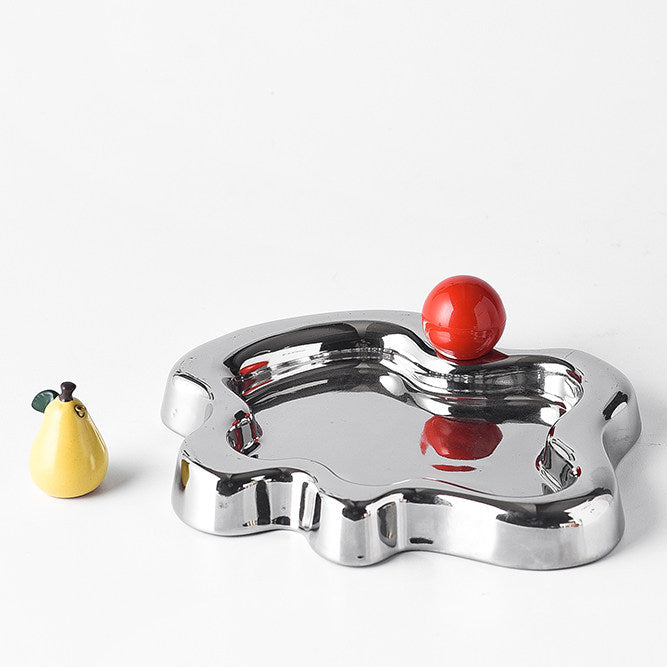 Irregular Edge Ceramic Incense Tray with Fruit Insert