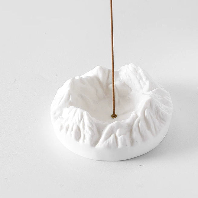 Zen Mountain Incense Holder | White Jade Porcelain Ash Catcher