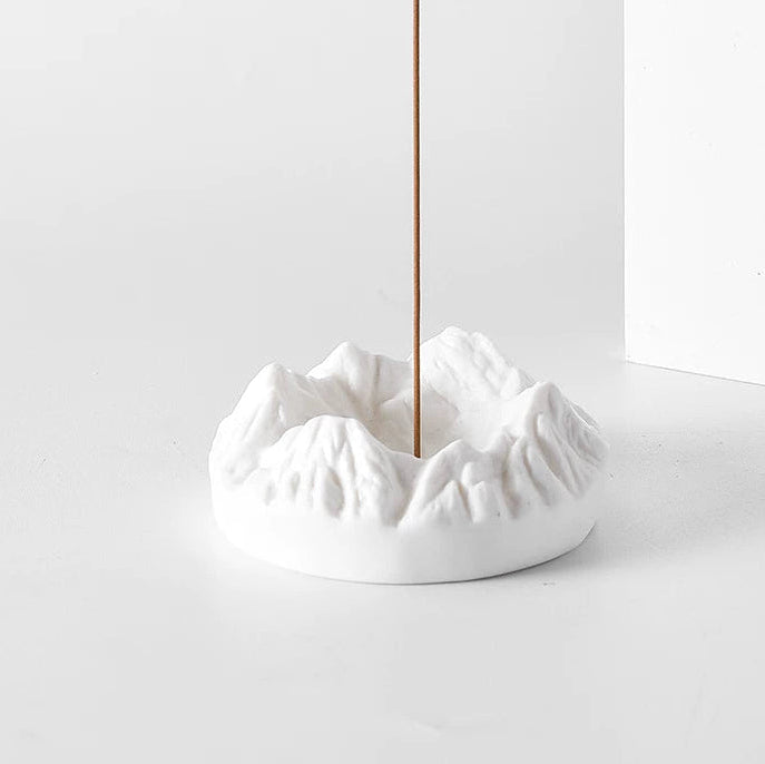 Zen Mountain Incense Holder | White Jade Porcelain Ash Catcher