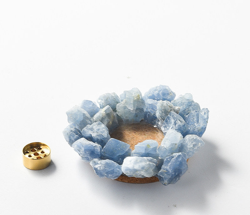 Crystal Stone Incense Holder with Brass Insert | Modern Home Decor
