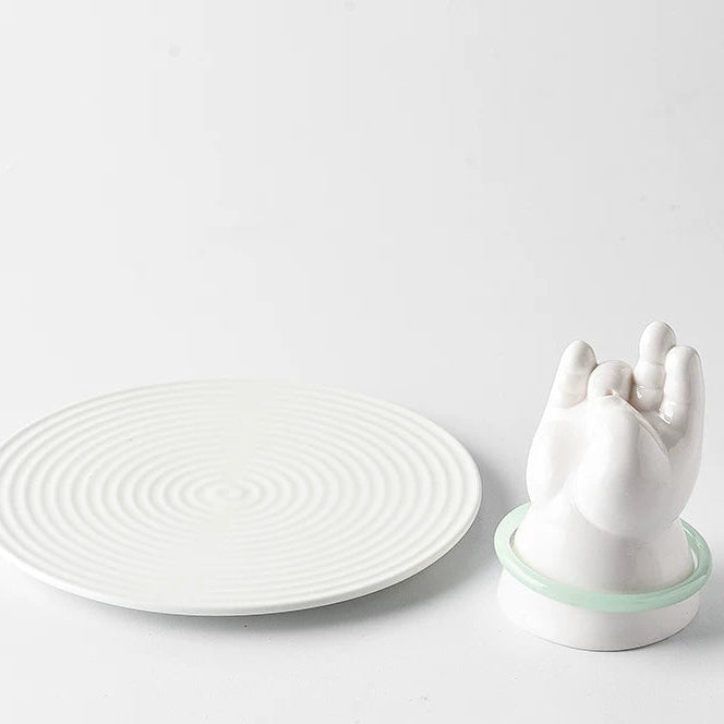 Quirky OK Hand Ceramic Incense Holder Set | Artistic Ash Tray