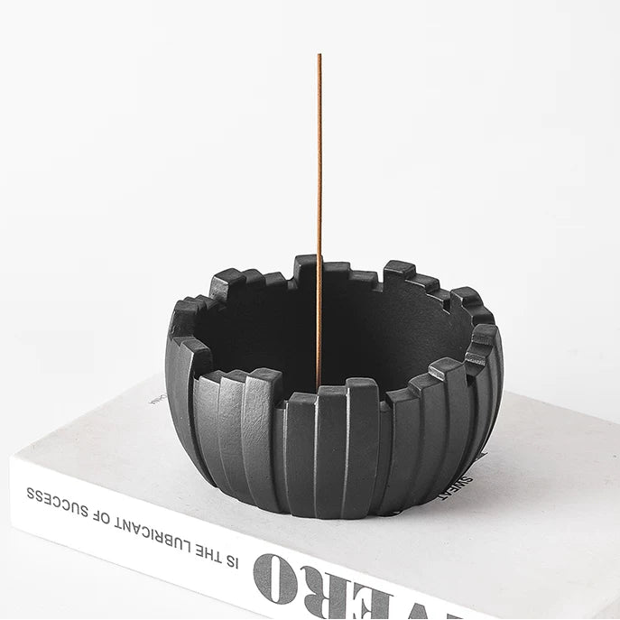 Industrial Concrete Incense Holder | Sculptural Ash Catcher Bowl