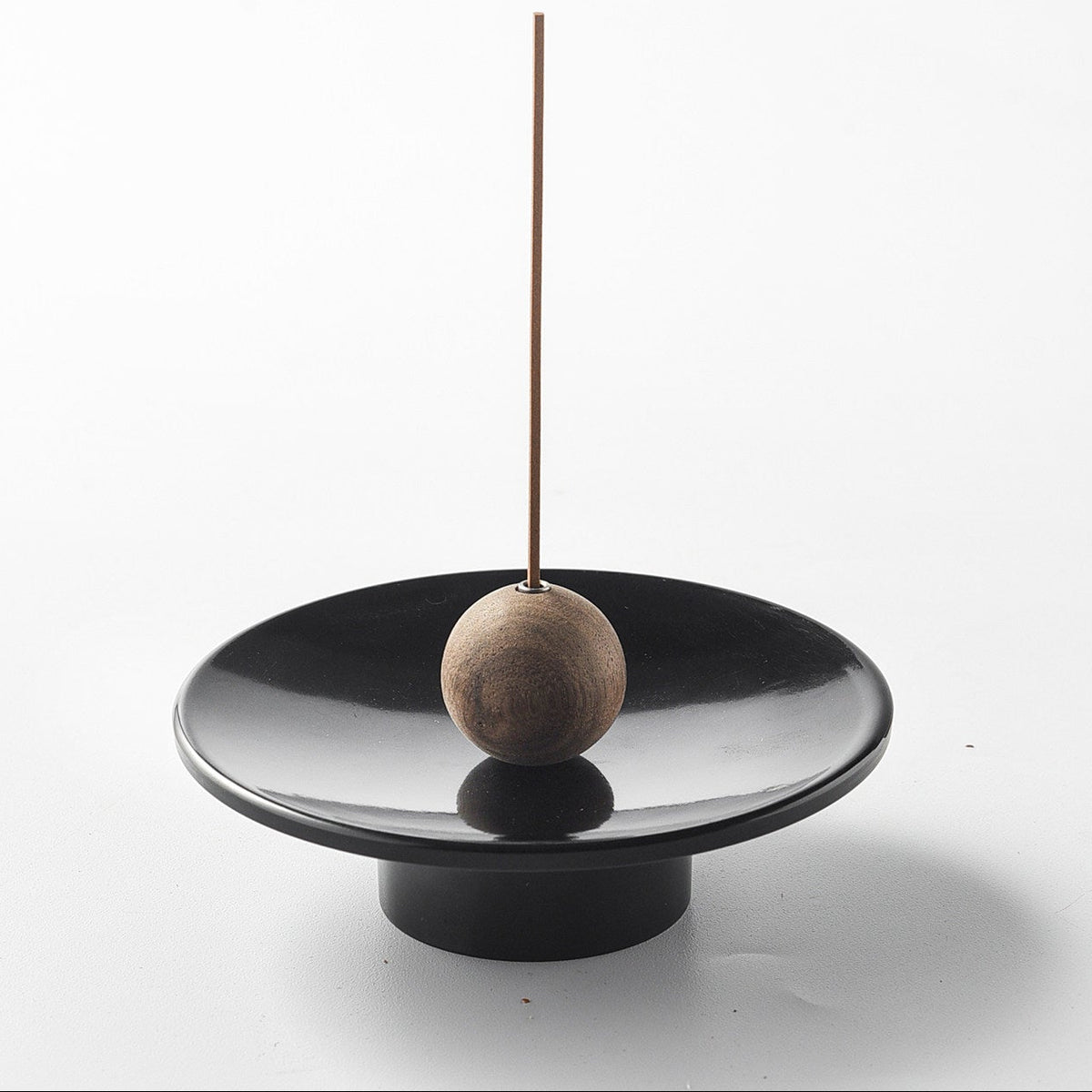 Minimalist Pedestal Incense Holder with Wooden Sphere