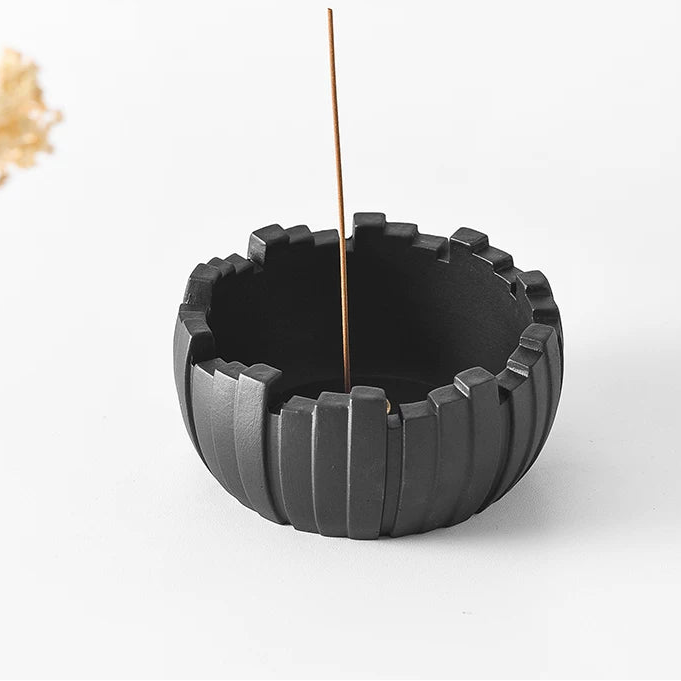 Industrial Concrete Incense Holder | Sculptural Ash Catcher Bowl