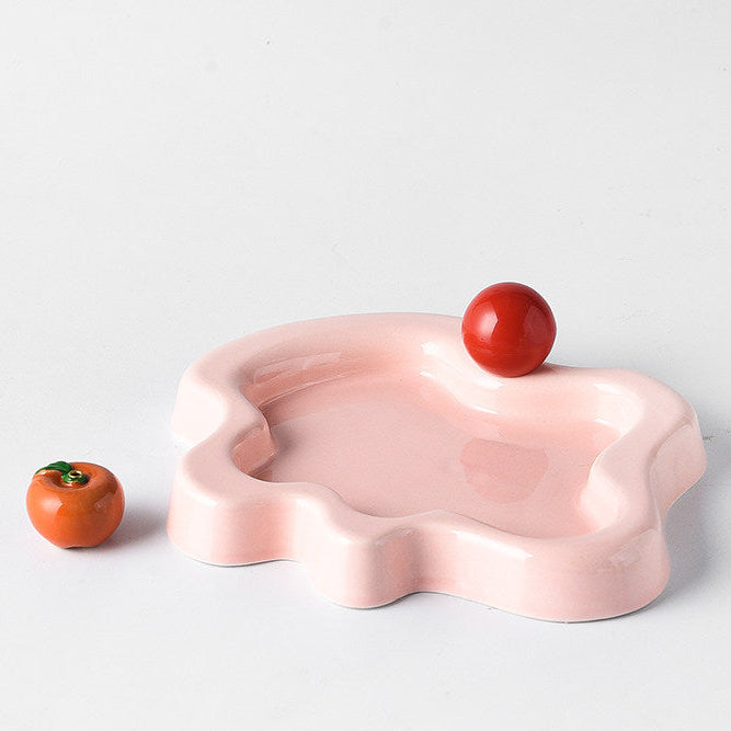 Irregular Edge Ceramic Incense Tray with Fruit Insert