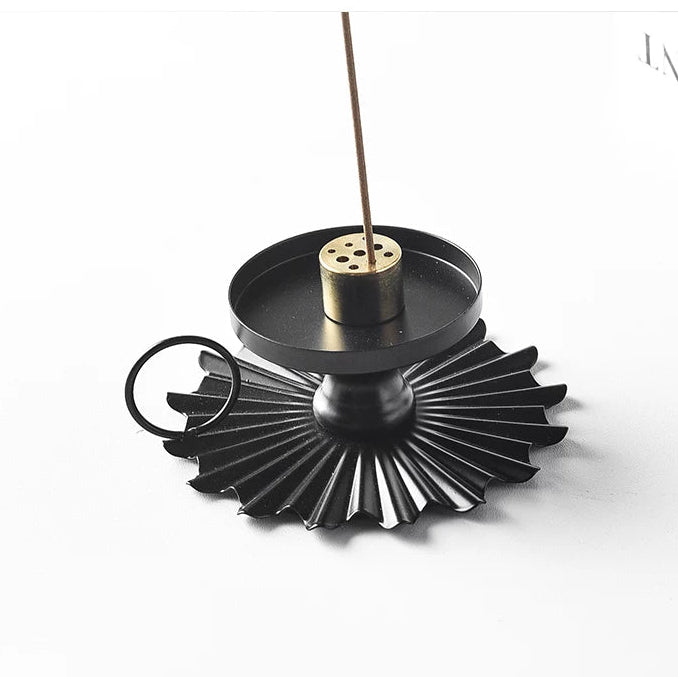 Vintage Sunburst Metal Incense Holder with 9-Hole Brass Insert