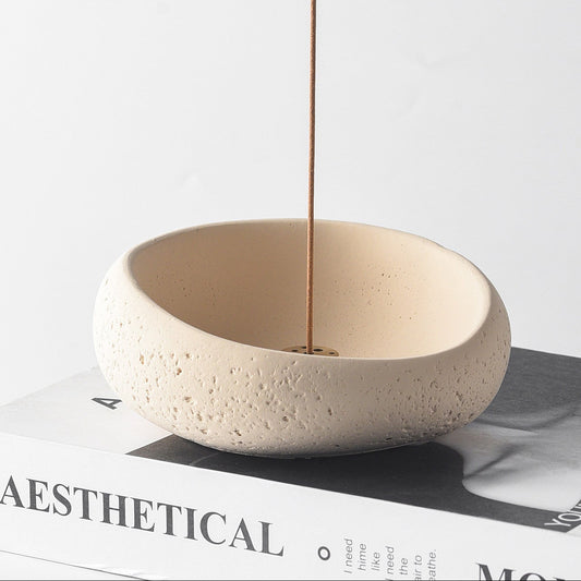 Handgefertigter unregelmäßiger Beton-Räucherstäbchenhalter | Wabi-Sabi-Aschenbecher