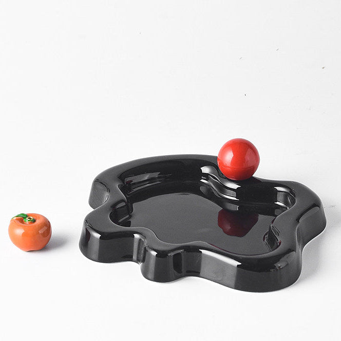 Irregular Edge Ceramic Incense Tray with Fruit Insert