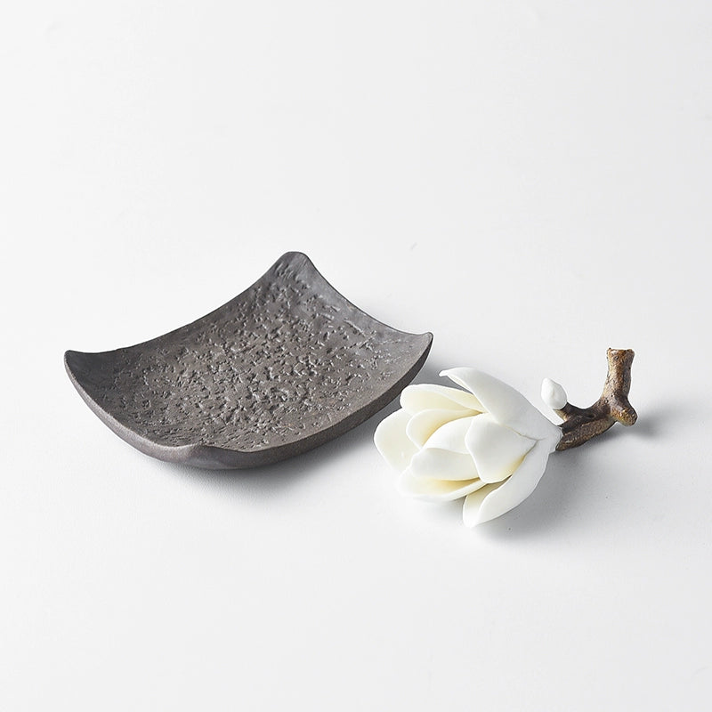 Ceramic Tile Incense Holder & Magnolia Stick Holder | Zen Home Décor by Sumazen