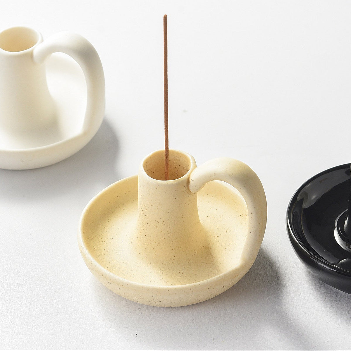 Minimalist Ceramic Pitcher Incense Holder | 9-Hole Brass Insert
