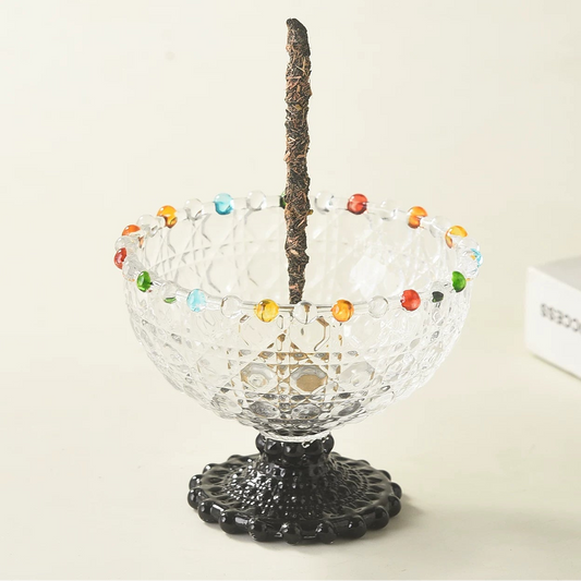 Vintage Style Glass Incense Holder with Colored Beads & 9-Hole Insert