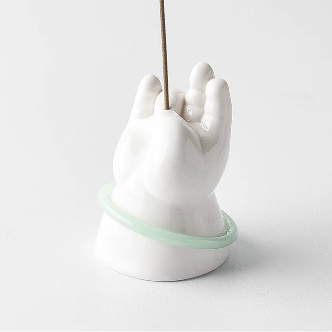 Quirky OK Hand Ceramic Incense Holder Set | Artistic Ash Tray