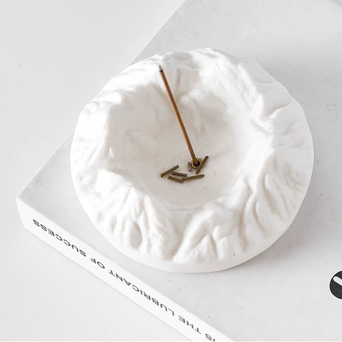 Zen Mountain Incense Holder | White Jade Porcelain Ash Catcher