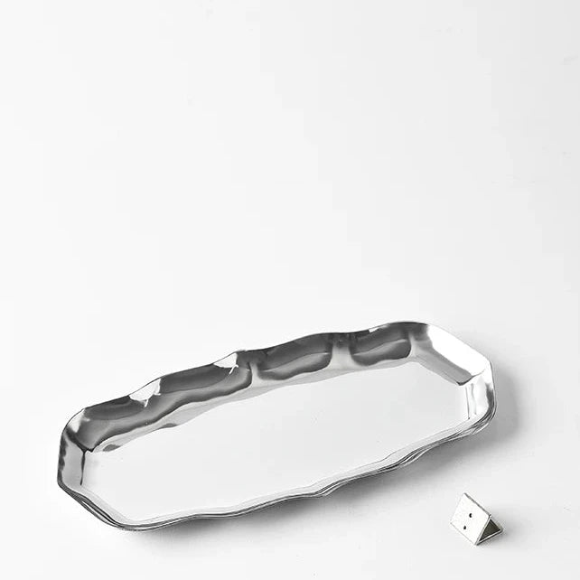 Liquid Wave Edelstahl-Räucherstäbchenhalter-Set, hochglanzpolierter Ascheauffänger