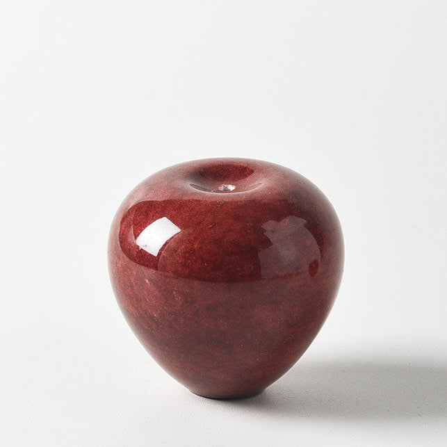 Ruby Red Marble Apple Incense Holder | Natural Stone Burner & Tray