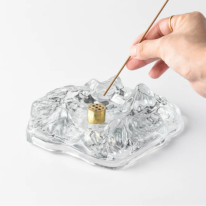 Glass Mountain Incense Holder Tray | Zen 9-Hole Ash Catcher