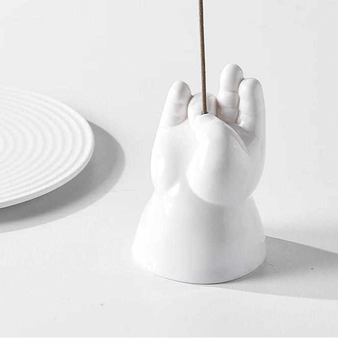 Quirky OK Hand Ceramic Incense Holder Set | Artistic Ash Tray