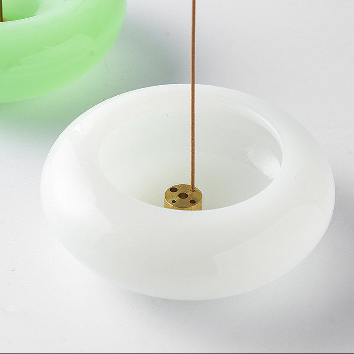 Natural Stone Incense Holder with 4-Hole Brass Insert