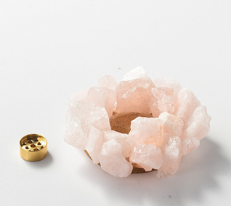 Crystal Stone Incense Holder with Brass Insert | Modern Home Decor