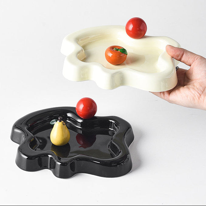 Irregular Edge Ceramic Incense Tray with Fruit Insert