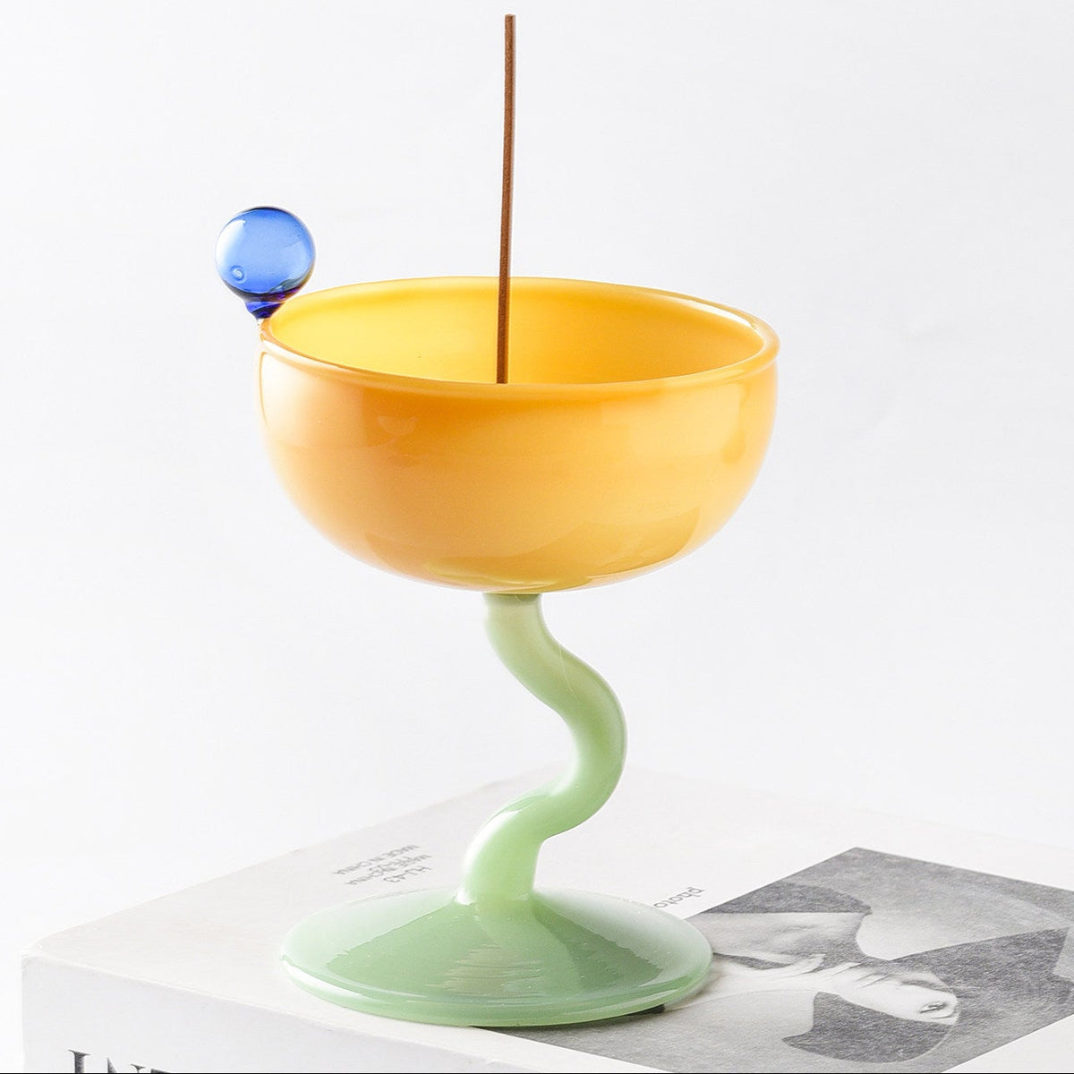 Playful Color-Block Glass Incense Holder | Whimsical Goblet Burner