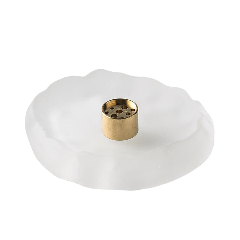 Porte-encens ondulé en verre soufflé à la main avec insert en laiton à 9 trous