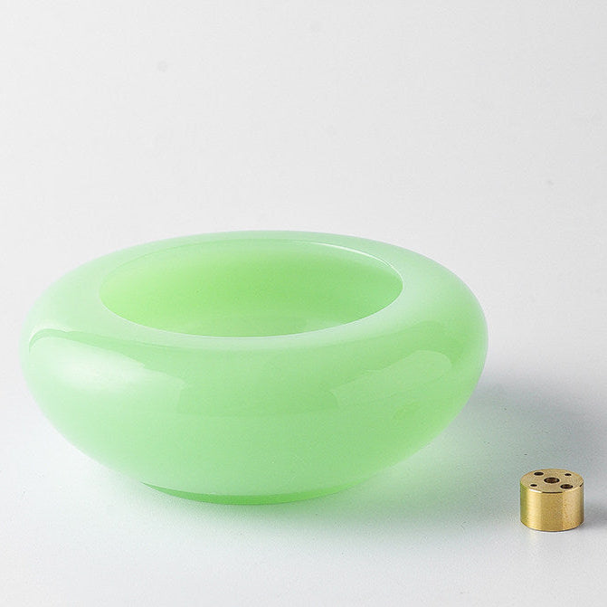 Natural Stone Incense Holder with 4-Hole Brass Insert