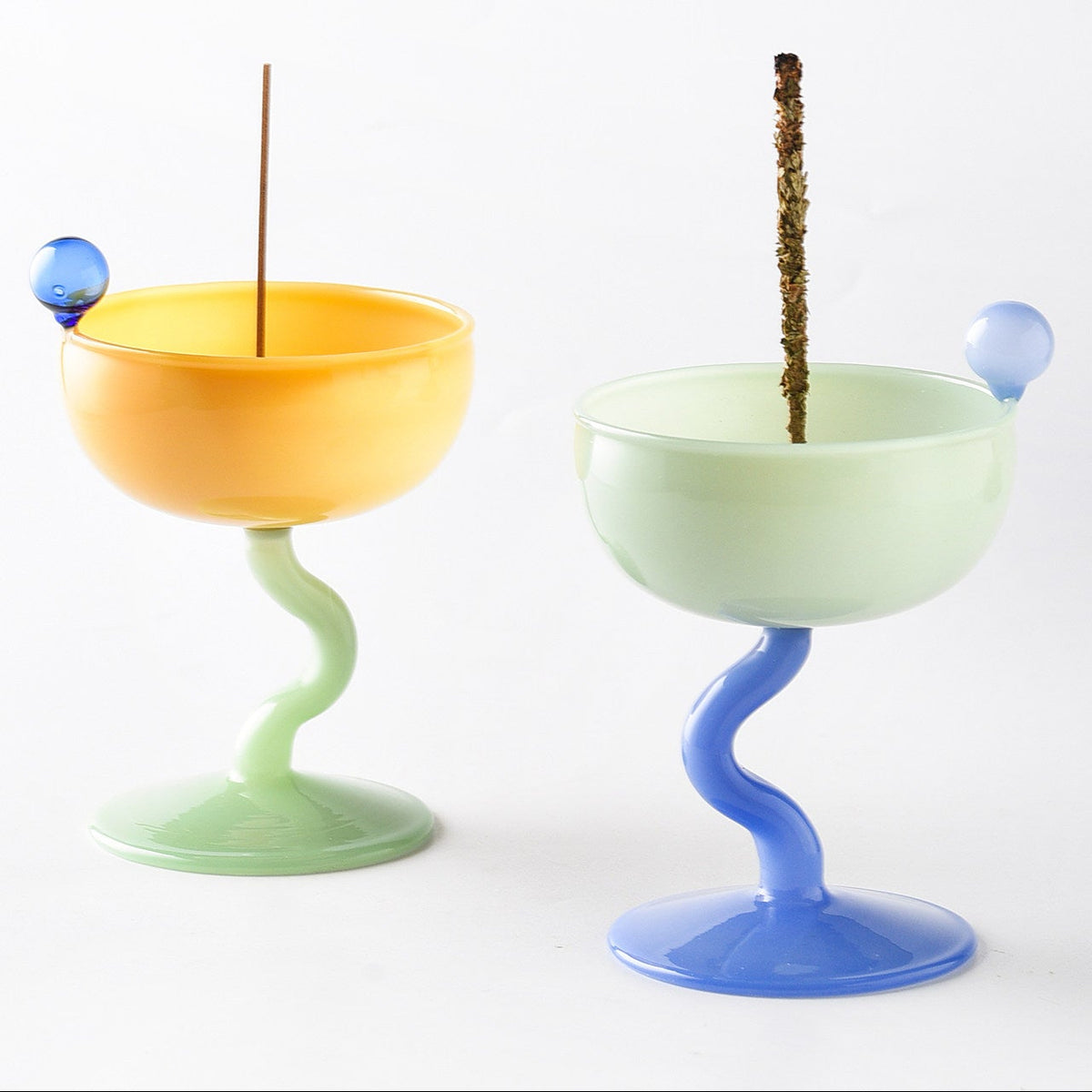 Playful Color-Block Glass Incense Holder | Whimsical Goblet Burner