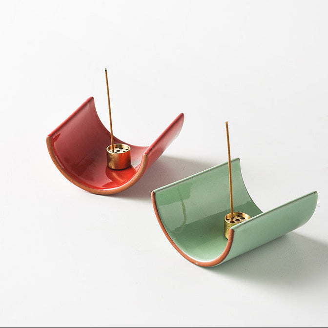 Curved Ceramic Incense Holder | Zen Tile Ash Catcher