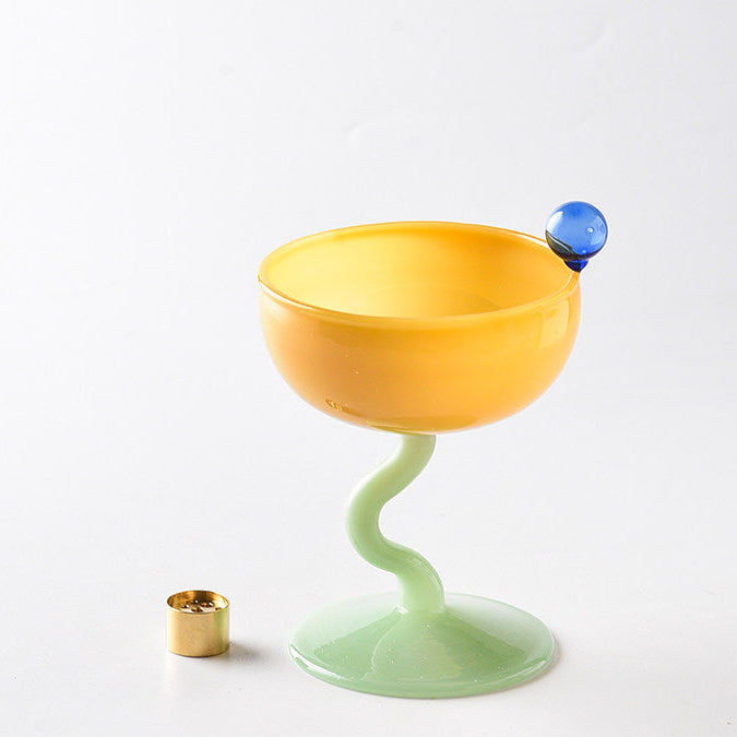 Playful Color-Block Glass Incense Holder | Whimsical Goblet Burner