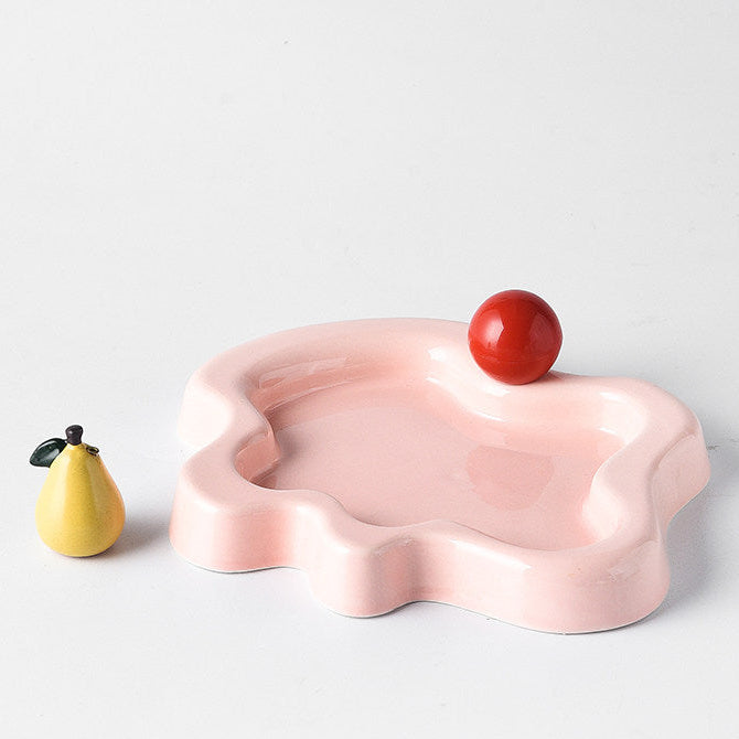 Irregular Edge Ceramic Incense Tray with Fruit Insert