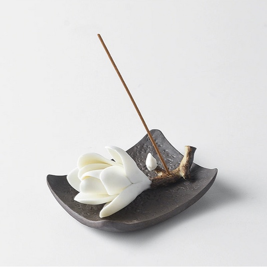 Ceramic Tile Incense Holder & Magnolia Stick Holder | Zen Home Décor by Sumazen