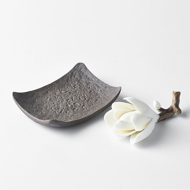 Ceramic Tile Incense Holder & Magnolia Stick Holder | Zen Home Décor by Sumazen